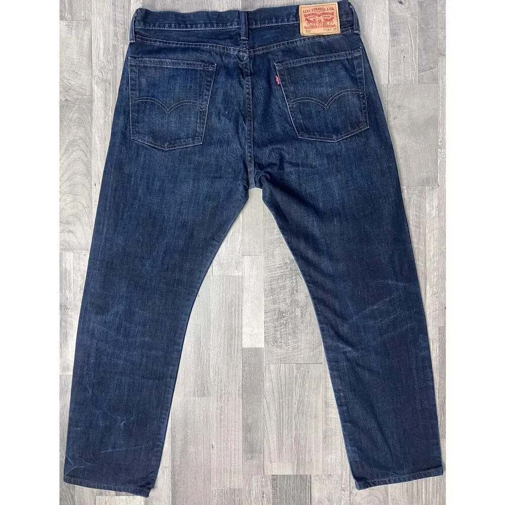 Levi’s 513 Slim Straight Jeans Mens W36 L30 Dark Wash Denim Classic Fit